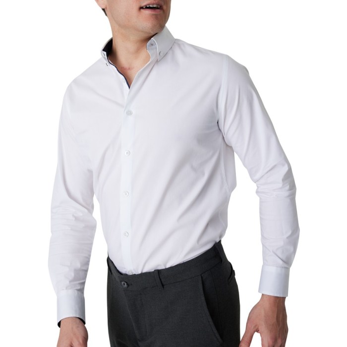 Men's white stretch dress shirt